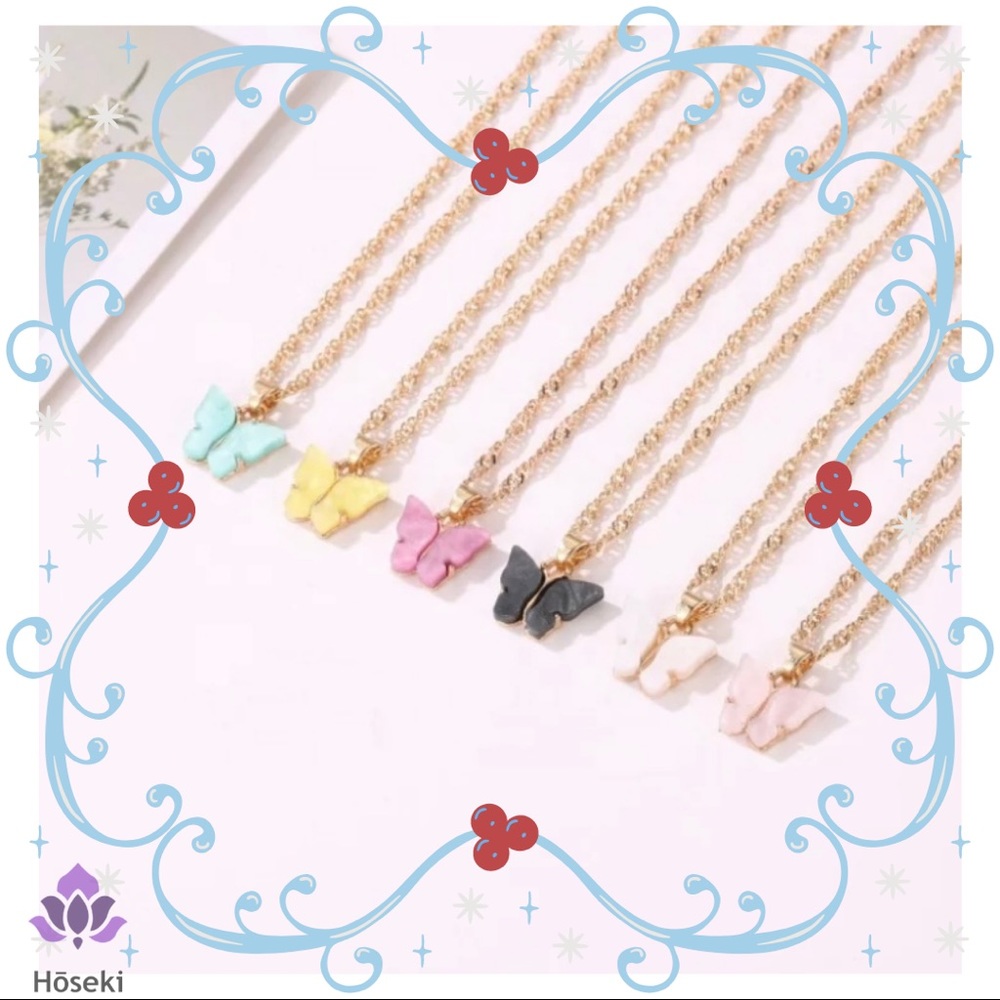 Butterfly Necklace! Ten differently colored beauty’s resin butterfly chockers!